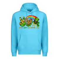 Ocean Blue Peace love St. Patrick's Day Premium Hoodie - OliviaCreatesArt