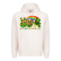 Pale Pink Peace love St. Patrick's Day Premium Hoodie - OliviaCreatesArt