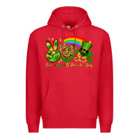 Red Peace love St. Patrick's Day Premium Hoodie - OliviaCreatesArt