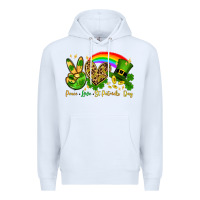White Peace love St. Patrick's Day Premium Hoodie - OliviaCreatesArt