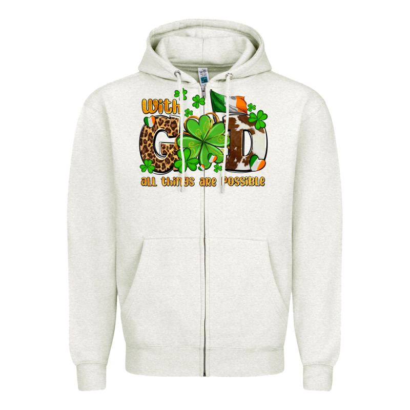With God All Things Are Possible Zipper Hoodie by OliviaCreatesArt | Teevron