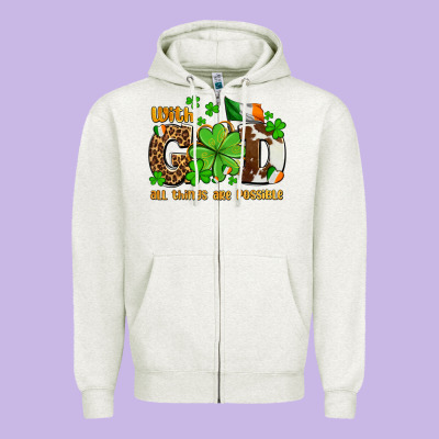 With God All Things Are Possible Zipper Hoodie Designed By Oliviacreatesart