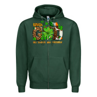 Sports Green with god all things are possible Zipper Hoodie - OliviaCreatesArt