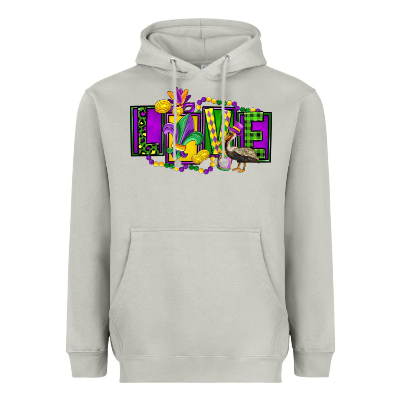 Mardi Gras Love Heavyweight Hoodie by FaDigitalArtStudio | Teevron