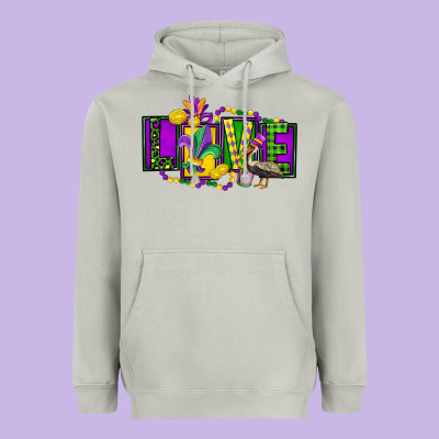 Mardi Gras Love Heavyweight Hoodie Designed By Fadigitalartstudio