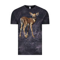 Cloud Black white tailed fawn deer Vintage Tee - LillyAllenDesigns