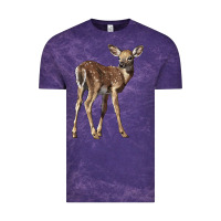 Cloud Purple white tailed fawn deer Vintage Tee - LillyAllenDesigns