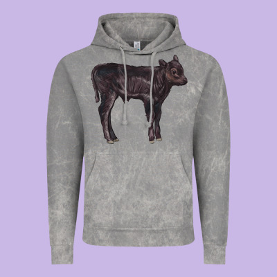 Black Angus Calf Illustrations Vintage Hoodie Designed By Lillyallendesigns
