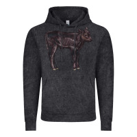 Vintage Black Black Angus Calf Illustrations Vintage Hoodie - LillyAllenDesigns