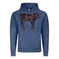 Vintage Denim Black Angus Calf Illustrations Vintage Hoodie - LillyAllenDesigns
