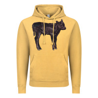 Vintage Mustard Black Angus Calf Illustrations Vintage Hoodie - LillyAllenDesigns