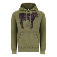 Vintage Olive Black Angus Calf Illustrations Vintage Hoodie - LillyAllenDesigns