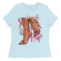 Baby Blue cancer high heels Ladies Tee - MaliasSmallBusiness