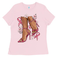 Bubblegum Pink cancer high heels Ladies Tee - MaliasSmallBusiness
