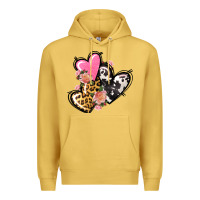 Antique Gold Pink glitter leopard cowhide hearts Valentine's Premium Hoodie - FaDigitalArtStudio