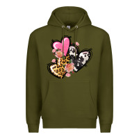 Army Green Pink glitter leopard cowhide hearts Valentine's Premium Hoodie - FaDigitalArtStudio