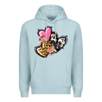Blue Mist Pink glitter leopard cowhide hearts Valentine's Premium Hoodie - FaDigitalArtStudio