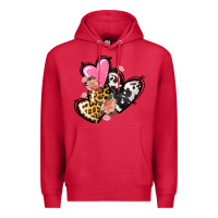 Cardinal Pink glitter leopard cowhide hearts Valentine's Premium Hoodie - FaDigitalArtStudio