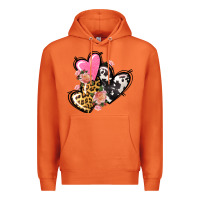 Carrot Pink glitter leopard cowhide hearts Valentine's Premium Hoodie - FaDigitalArtStudio