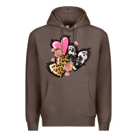 Coffee Pink glitter leopard cowhide hearts Valentine's Premium Hoodie - FaDigitalArtStudio