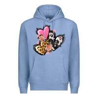 Colony Blue Pink glitter leopard cowhide hearts Valentine's Premium Hoodie - FaDigitalArtStudio