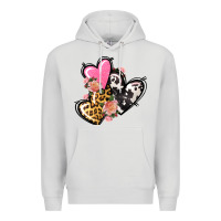 Dove Grey Pink glitter leopard cowhide hearts Valentine's Premium Hoodie - FaDigitalArtStudio