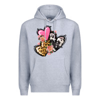 Pink Glitter Leopard Cowhide Hearts Valentine's Premium Hoodie | Teevron