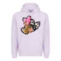 Lilac Pink glitter leopard cowhide hearts Valentine's Premium Hoodie - FaDigitalArtStudio