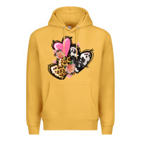 Mustard Pink glitter leopard cowhide hearts Valentine's Premium Hoodie - FaDigitalArtStudio