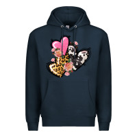 Navy Pink glitter leopard cowhide hearts Valentine's Premium Hoodie - FaDigitalArtStudio
