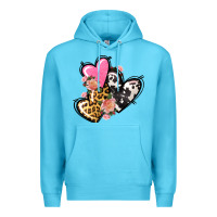 Ocean Blue Pink glitter leopard cowhide hearts Valentine's Premium Hoodie - FaDigitalArtStudio