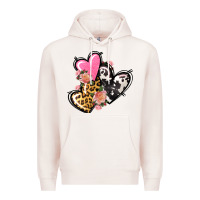 Pale Pink Pink glitter leopard cowhide hearts Valentine's Premium Hoodie - FaDigitalArtStudio