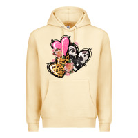 Pina Colada Pink glitter leopard cowhide hearts Valentine's Premium Hoodie - FaDigitalArtStudio