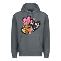Rock Pink glitter leopard cowhide hearts Valentine's Premium Hoodie - FaDigitalArtStudio