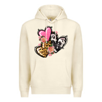 Sandshell Pink glitter leopard cowhide hearts Valentine's Premium Hoodie - FaDigitalArtStudio