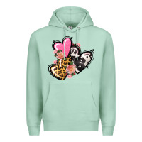 Seafoam Pink glitter leopard cowhide hearts Valentine's Premium Hoodie - FaDigitalArtStudio