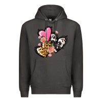 Smoke Pink glitter leopard cowhide hearts Valentine's Premium Hoodie - FaDigitalArtStudio