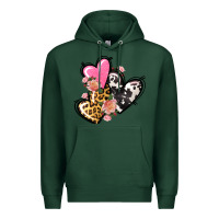 Sports Green Pink glitter leopard cowhide hearts Valentine's Premium Hoodie - FaDigitalArtStudio