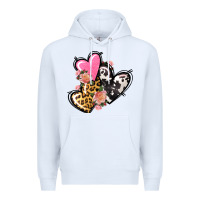 White Pink glitter leopard cowhide hearts Valentine's Premium Hoodie - FaDigitalArtStudio