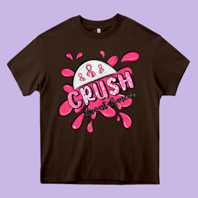 Crush Breast Cancer Heavy Core Tee Designed By Maliassmallbusiness
