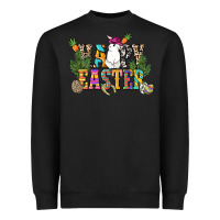 Black Happy Easter with cowboy Easter Day Heavyweight Sweatshirt - HowdyJamesFarm
