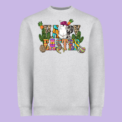 Happy Easter With Cowboy Easter Day Heavyweight Sweatshirt Designed By Howdyjamesfarm