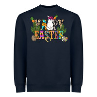 Navy Happy Easter with cowboy Easter Day Heavyweight Sweatshirt - HowdyJamesFarm