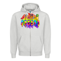 Dove Grey Hello Summer Tie Dye Zipper Hoodie - CowCowDesign