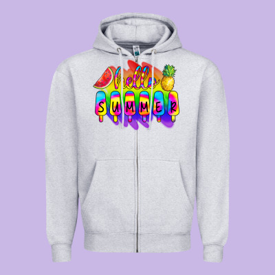 Hello Summer Tie Dye Zipper Hoodie Designed By Cowcowdesign