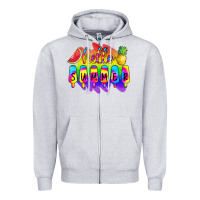Heather Grey Hello Summer Tie Dye Zipper Hoodie - CowCowDesign