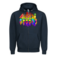 Navy Hello Summer Tie Dye Zipper Hoodie - CowCowDesign