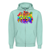 Seafoam Hello Summer Tie Dye Zipper Hoodie - CowCowDesign