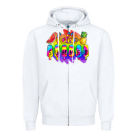 White Hello Summer Tie Dye Zipper Hoodie - CowCowDesign