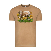 Simmental Bull With Sunflowers Vintage Tee | Teevron